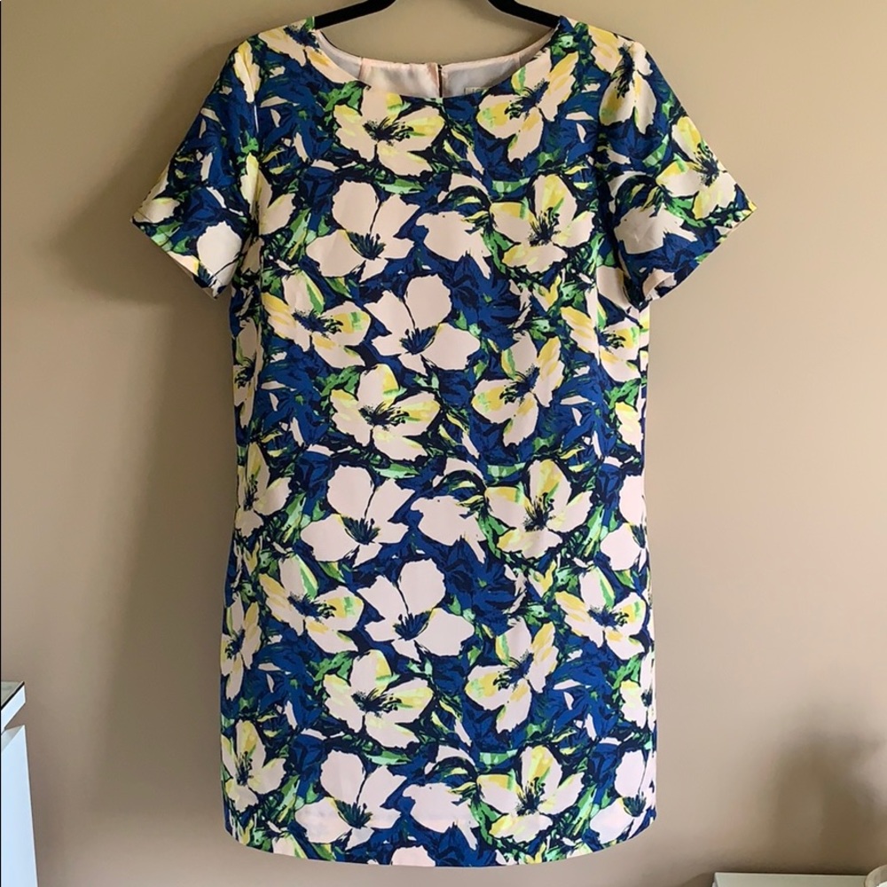 Jcrew floral print short sleeve shift dress